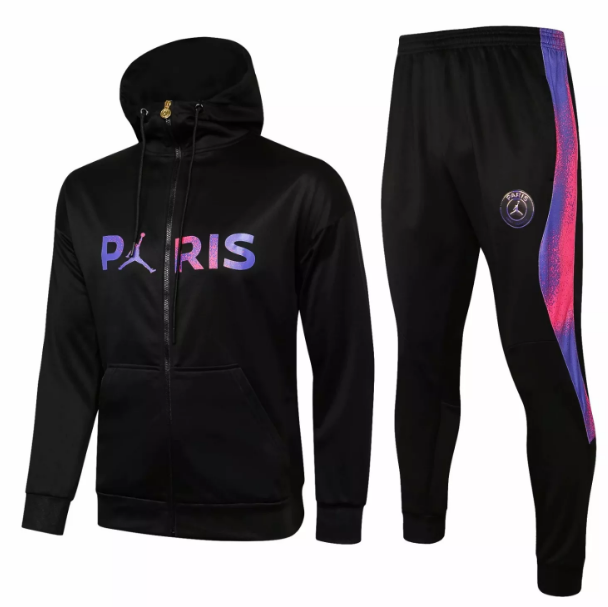 2021/22 PSG X Jordan Black Training Kits Paris Hoodie Jacket with Pants